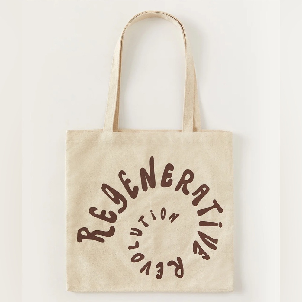 Christy Dawn Regenerative Revolution Canvas Tote Bag Cream and Brown